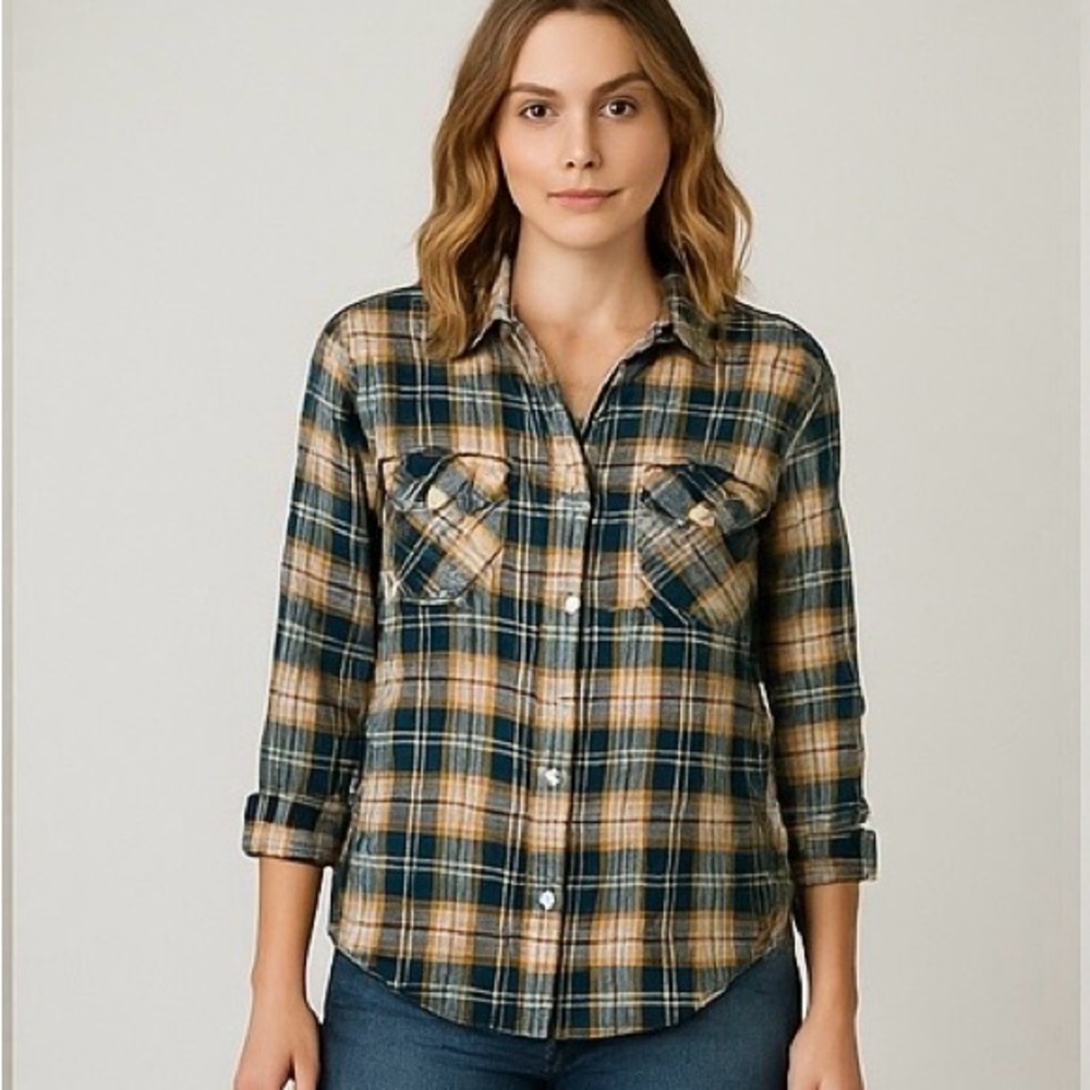 Plaid Button-Up Shirt